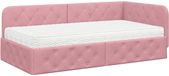 vidaXL Hoekbedframe Roze 90 x 190 cm Fluweel
