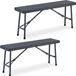 Merkloos Relaxdays Bierbank - Set van 2 - 102 cm breed - Kunststof - Inklapbaar - Rotanlook - Grijs