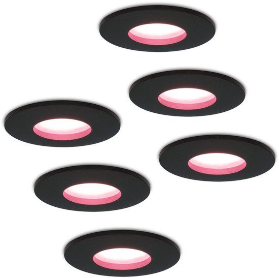 HOFTRONIC SMART HOFTRONIC Set van 6 Porto Smart Home Badkamer inbouwspots LED IP44 Zwart