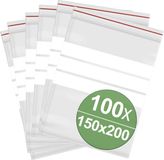 Quadrios Gmbh Hersluitbare zak met etiketstrook (b x h) 150 mm x 200 mm Transparant Polyethyleen 100 stuk(s)
