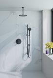 Fortifura Calvi Inbouw Regendoucheset - Rond - Thermostatisch - Plafondarm - Glijstang - 25cm - Hoofddouche - Ronde Handdouche - Gladde Doucheslang - Mat Zwart