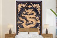 Nr1Wallpaper Fotobehang Houten deur met gouden Chinese draak - 180x280 cm - Vliesbehang