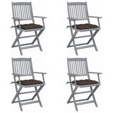 Maison Exclusive - Chaises Pliantes 4 Pièces Avec Coussins En Bois D'Acacia Massif