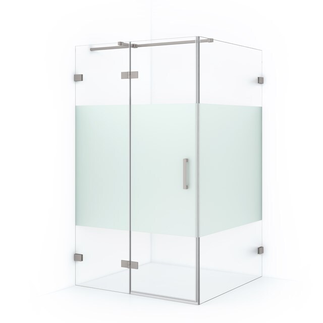 Maxaro Douchecabine Diamond 110x100cm 8mm Helder Veiligheidsglas met Matte Strook Geborsteld RVS