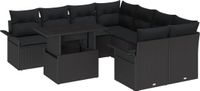 vidaXL Tuinbank - Set - 9 - st - Zwart - Polyrotan