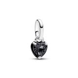 PANDORA ME Schwarzes Chakra Herz Mini-Charm-Anhänger aus Sterlin Silber mit künstlichem Kristall in Grün, Kompatibel ME und Moments Armbändern, 793042C01