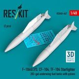 F-104 Starfighter 283-gal Unterflügeltanks mit Pylonen (2 Stk.) (3D gedruckt)