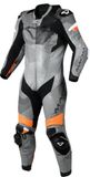 Macna Ignite geperforeerd eendelig motorfiets lederen pak - Zwart/grijs/oranje - Maat 48