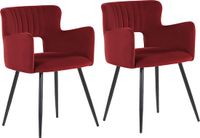 Beliani SANILAC - Chaise de salle à manger set de 2 - Rouge - Velours - Design - Métal - Tissu