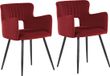Beliani SANILAC - Eetkamerstoel set van 2 - Rood - Fluweel - Design - Metaal - Stof