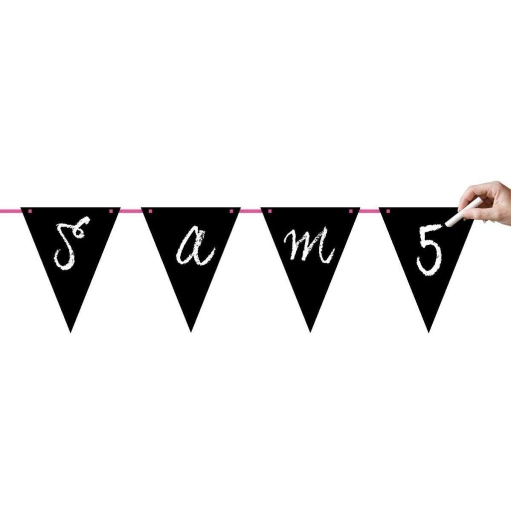 Folat Vlaggenlijn Krijtbord 6 Meter Papier Zwart