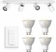 Philips Hue Kosipo Spot opbouw (Wit) - 4 lichtpunten - warm tot koelwit licht - incl. Hue Dimmer Switch
