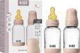 BIBS Biberon en verre - 120ml - 2-pack - Tétine en caoutchouc naturel - Blush