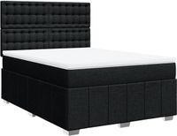 vidaXL Boxspring met matras stof zwart 160x200 cm