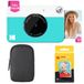 KODAK Printomatic instant camera (blauw) basispakket + zinkpapier (20 vellen) etui + comfortabele halsriem