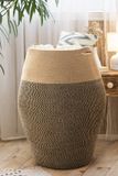 Goodivery Grote Vlechtwerk Opbergmand voor Kleding en Meer, 65 cm Hoog, Zwart en Jute