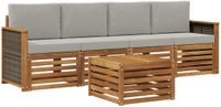 vidaXL - Bank loungeset - 5-delig - Naturel en lichtgrijs - Massief Acacia Hout