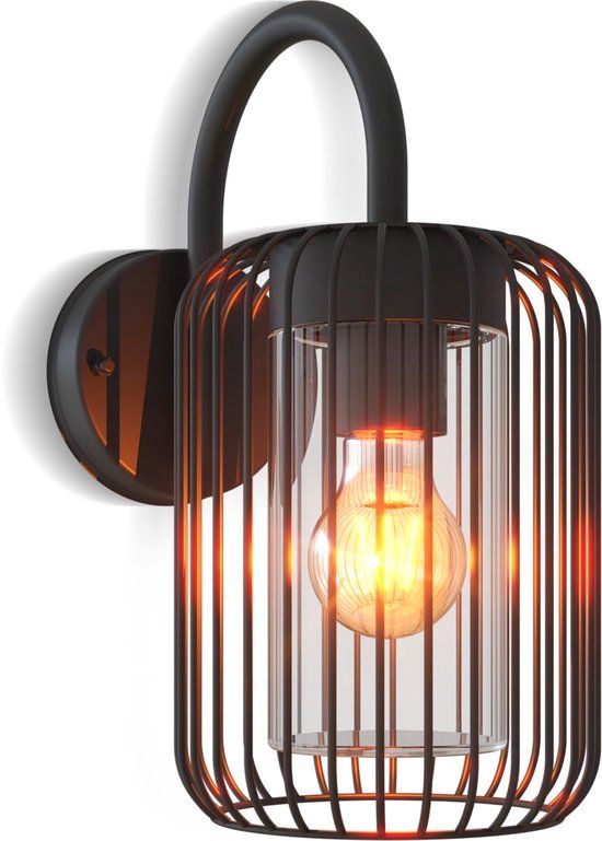 Calex LED Wandlamp Rome - E27 – IP44 Spatwaterdicht – Zwart – Aluminium – Industrieel – Modern