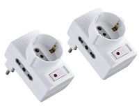 Electraline 92208 adapter met schakelaar, kleine stekker, 10 A, 2-delige set