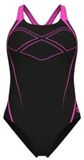 Arena Dames zwempak uit 1 stuk Graphic Pro - Zwart/Shocking Pink - Maat 40
