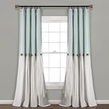 Lush Decor Linnen Knoop Gordijnpaneel, Single, 40" B x 108" L, Blauw & Wit