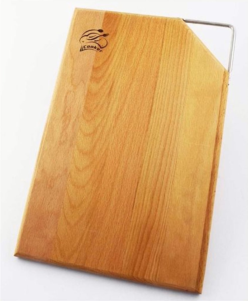 Cooker Snijplank met RVS afwerking – Snijplank met RVS Ophang – Hout 20 x 30 cm
