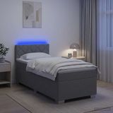vidaXL Boxspringbed met matras en LED-verlichting, lichtgrijs, 90 x 190 cm, stof