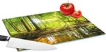KitchenYeah Planche à découper en verre - 39x28 cm - Vert - Paysage forestier