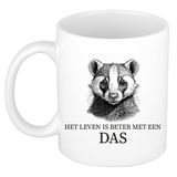 Bellatio Decorations Cadeau mok voor de familie Das - het leven is beter met - wit - keramiek - 300 ml