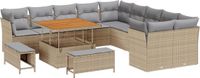 vidaXL Tuinbank Set 13-delig Beige Polyrattan