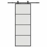 vidaXL Schuifdeur met beslagset 76x205 cm ESG glas zwart