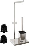 Merkloos Relaxdays Toiletbutler - 67 cm - met reserverolhouder - metaal - zilver