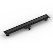 Mirlux Douchegoot - 80cm - Mat Zwart - Tegelrooster - RVS - Met Flens