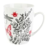 GENEVIEVE LETHU 538759 mok 34 cl porselein – serie in mijn tuin – Ø 8,5 cm H 10,5 cm – kleur: zwart-rood