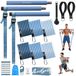 Barre de Pilates Bandes de résistance Bandes de cheville Entraînement complet du corps 6 niveaux de résistance 20 à 40 lbs