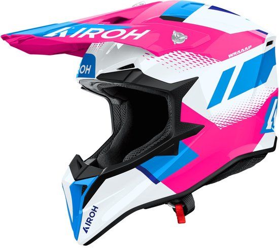 Airoh Wraaap Vision Motocrosshelm - Wit/roze/blauw - Maat XS