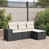 Maison Exclusive - Ensemble de meubles de jardin 4 pièces avec canapé et coussins, noir, en polyrotin