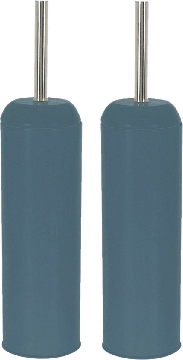 Toiletborstel met houder - 2x stuks - rond - beige - Taupe