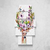 Homemania Wandfoto, 5 dieren per woonkamer, meerkleurig, 100 x 3 x 60 cm, HM205PKNV-156, polyester, hout