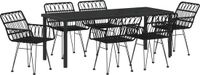 vidaXL Tuin Eettafel Set Zwart Gepoedercoat Staal