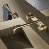 Hotbath Cobber - Wastafelmengkraan - zonder Waste - Laag - Geborsteld Messing PVD - Inbouw - Messing - V13