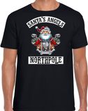 Bellatio Decorations Northpole Fout Kerstshirt / Kerst t-shirt Santas angels zwart voor heren - Kerstkleding / Christmas outfit M