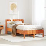 vidaXL Bedframe grenenhout wasbruin 135x190 cm