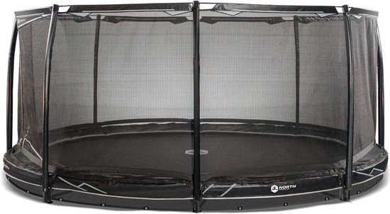 North Explorer Inground 350 Trampoline + Safety Net Black