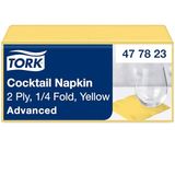 Tork Cocktailservet Geel, 1/4 vouwen, 2 -laags, 200 servetten, 11.9cm x 11.9cm, 477823