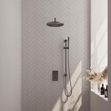 Brauer Gunmetal Edition Thermostatische Regendoucheset Inbouw - Hoofddouche 30 cm - Gebogen Wandarm - 3 Weg - Handdouche Staaf - Doucheslang - Geintegreerde Glijstang - Gunmetal
