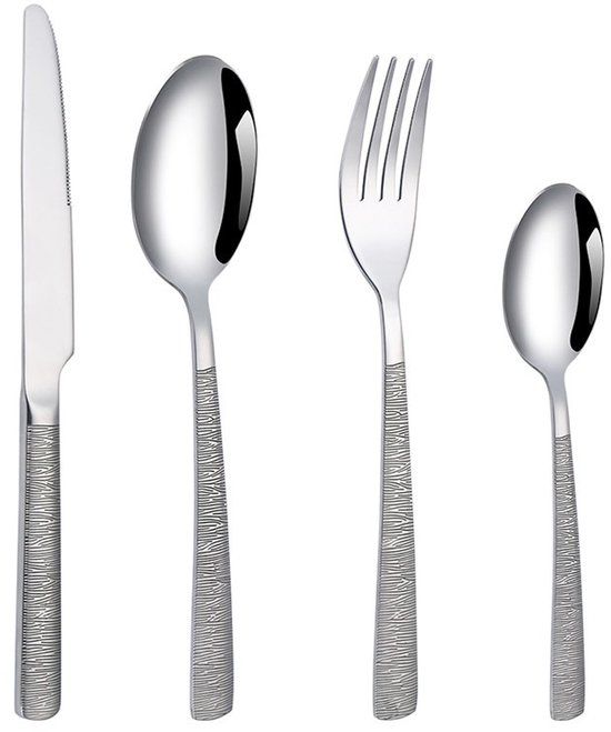 Arthur Martin Bestekset - ARTHUR MARTIN - AM1551 - 24 delig - RVS - Geribbelde handgreepafwerking