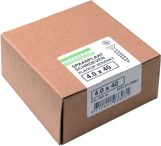 Hoenderdaal Spaanplaatschroef verzinkt platkop pozidrive-2 4.0X40 voldraad (200)