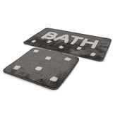 Badkamertapijtset, 2-delig, design bad, donkergrijs
