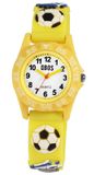 QBOS Kinderhorloge met siliconenband, voetbalmotief, Ø 28 mm